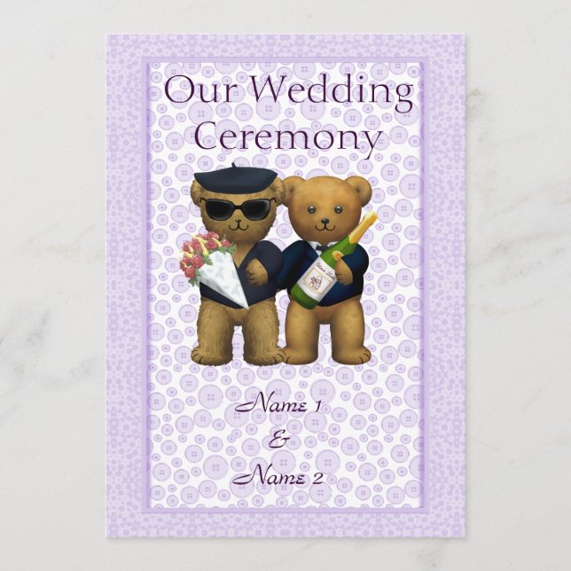 Programme Mariage gay Ordre de service Nounours couple (Devant)
