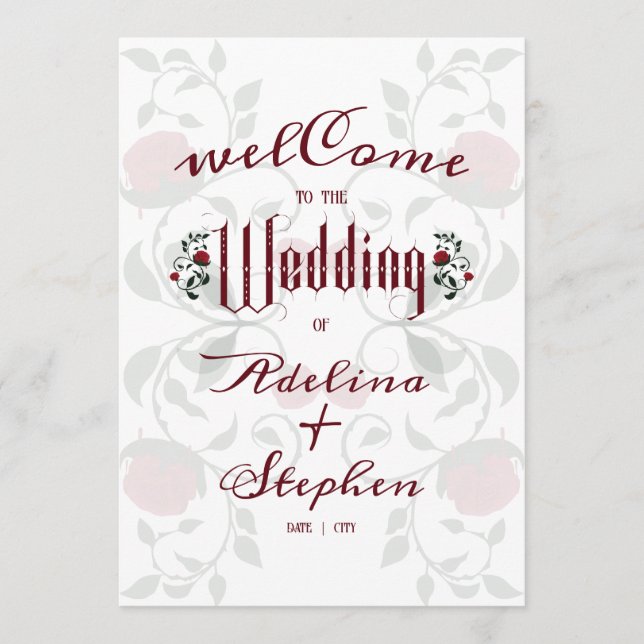 Programme Mariage gothique Red Roses Moody Ordre de service (Devant)