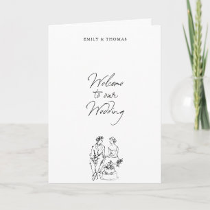 Programme Mariage Illustration Minimaliste à l'Encre Dessiné