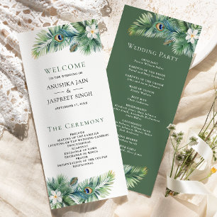 Programme Mariage Indien Tropical Vert Plumes de Paon