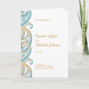 Programme Mariage indien turquoise et Gold Paisley