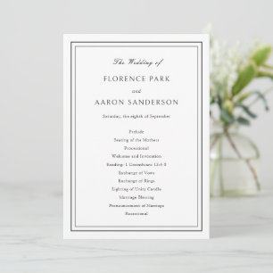 Programme Mariage intemporel noir et blanc traditionnel