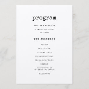 Programme Mariage machine à écrire minimaliste vintage