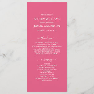 Programme Mariage minimal Chic Script Hot Pink