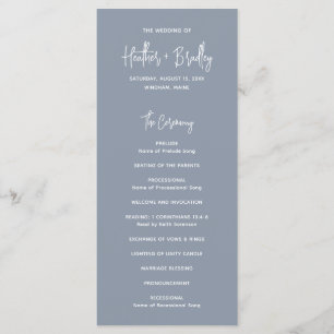 Programme Mariage Minimaliste Bleu Poussiéreux Moderne