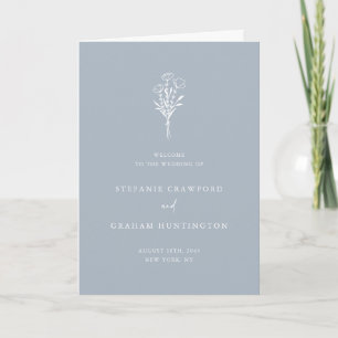 Programme Mariage Minimaliste Bohème Botanique Bleu Poussiér
