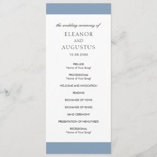 Programme Mariage Minimaliste Classique Simple Élégant Bleu 