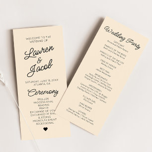 Programme Mariage minimaliste de champagne moderne