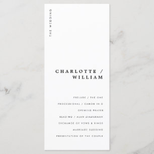Programme Mariage minimaliste de typographie moderne chic