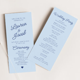 Programme Mariage Minimaliste Moderne Bleu