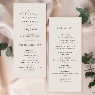 Programme Mariage minimaliste moderne noir et ivoire