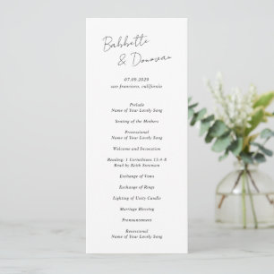 Programme Mariage minimaliste noir et blanc moderne