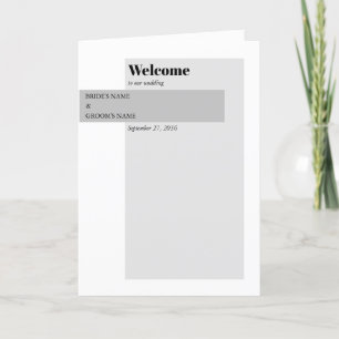 Programme Mariage moderne noir et blanc Ordre du service