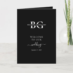 Programme Mariage Monogramme noir blanc Ordre de service