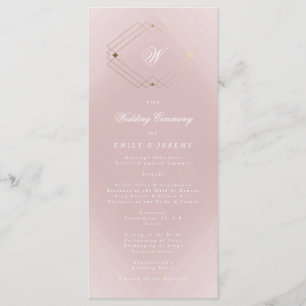 Programme Mariage Monogramme rose Rose doré classique