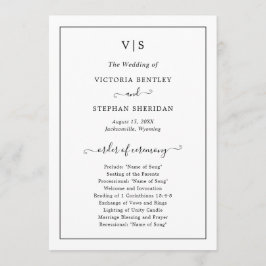 Programme Mariage Monogramme traditionnel simple et élégant