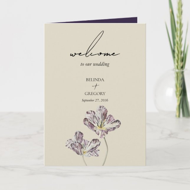 Programme Mariage Moody Purple Tulips Ordre de service (Devant)