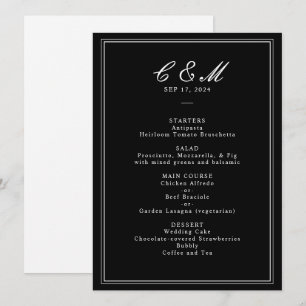 Programme Mariage noir et blanc de script classique absolu