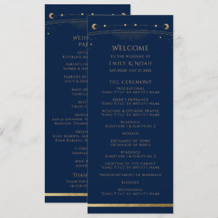 Programme Mariage Nuit Étoilée Bleu Nuit Or Soleil Lune Étoi