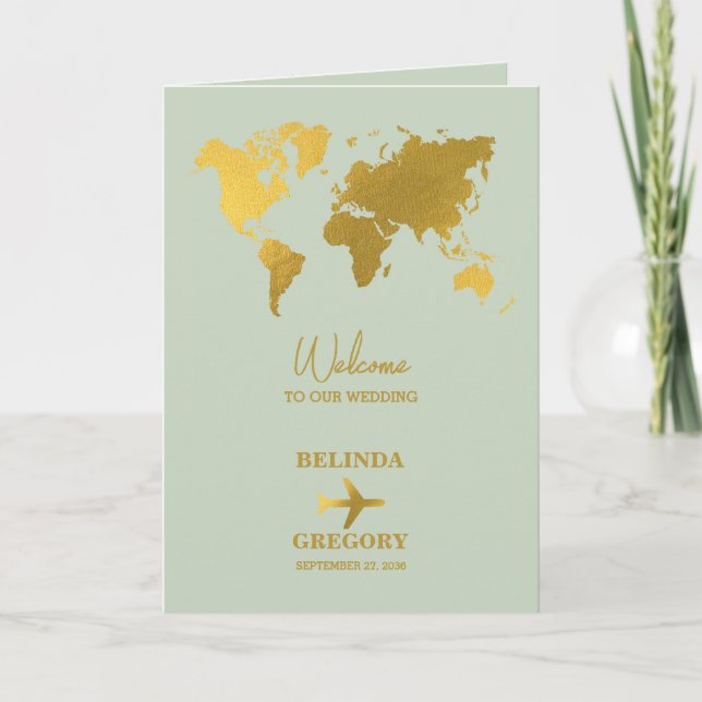 Programme Mariage Passport Sage Green Gold Ordre de service (Devant)