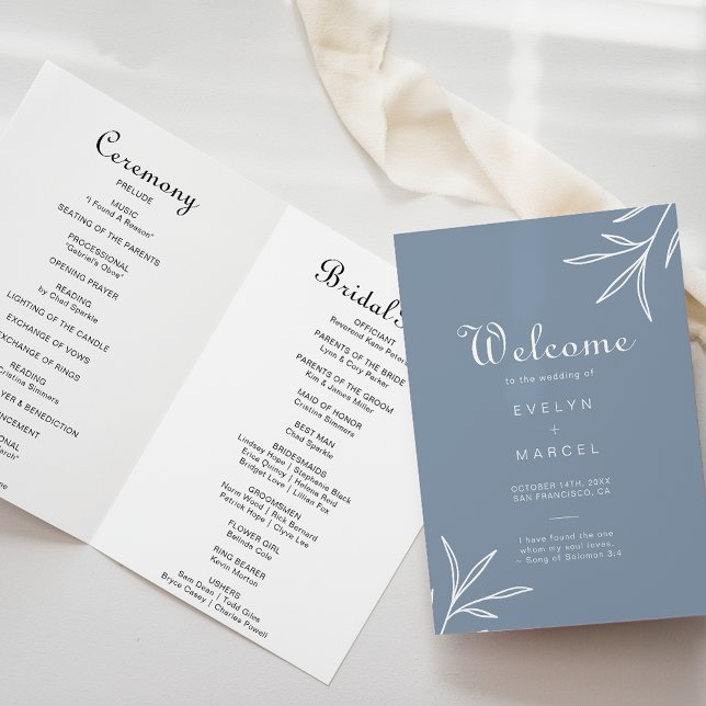 Programme Mariage plié bleu Dusty minimum formel (Créateur téléchargé)