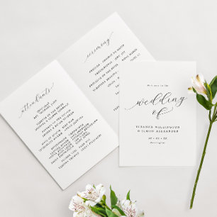 Programme Mariage plié minimaliste noir et blanc