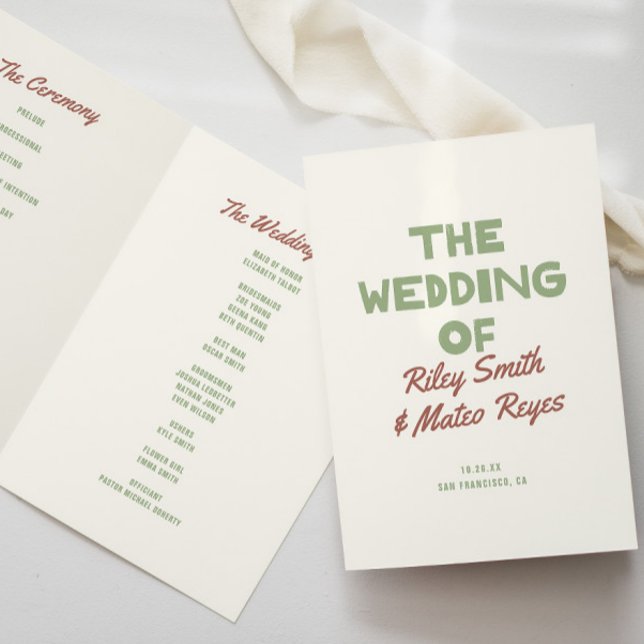 Programme Mariage Rétro Moderne Tons Terreux Funky  (Créateur téléchargé)