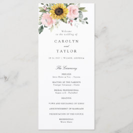 Programme Mariage romantique à fleurs blanches rose