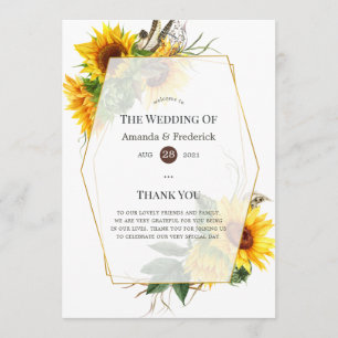 Programme Mariage rustique au tournesol aquarelle