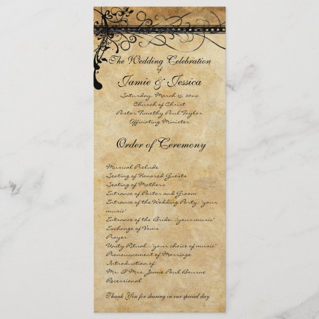 Programme Mariage Rustique de la Renaissance Médiévale (Devant)