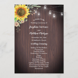 Programme Mariage rustique Tournesol Bois Lumière