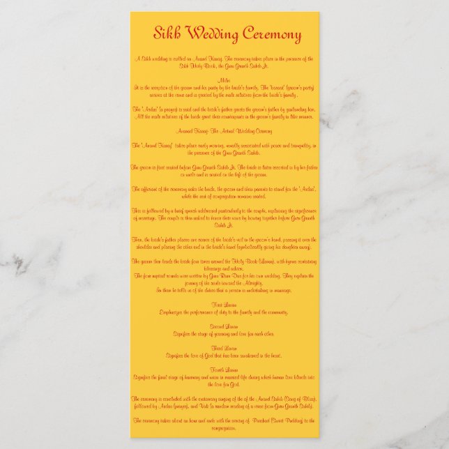 Programme Mariage sikh (Devant)