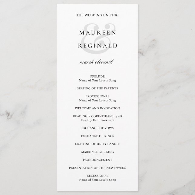 Programme Mariage Traditionnel Élégant (Devant)