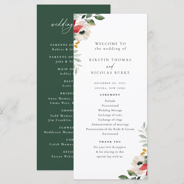 Programme Mariage végétal d'hiver (Devant / Derrière)