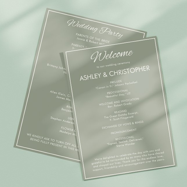 Programme Mariage vert minimaliste Sage Script (Créateur téléchargé)