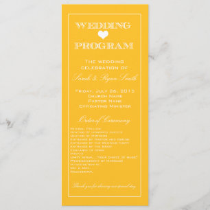 Programme mignon de mariage de jaune de coeur