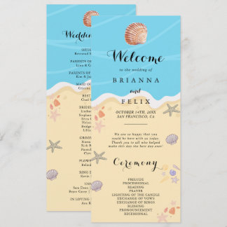 Programme Minimal Blue Ocean Summer Wedding