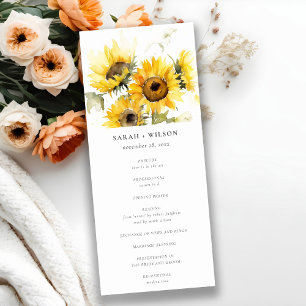 Programme minimal de mariage rustique de tournesol