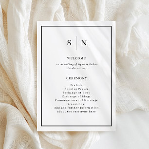 Programme Minimal et chic   Mariage frontalier noir et blanc