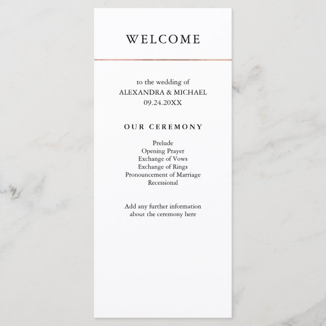 Programme Minimal moderne | Faux Rose Gold Border Program (Devant)