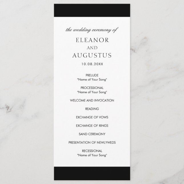 Programme Minimal noir blanc classique élégant Mariage moder (Devant)