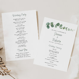 Programme minimaliste classique de mariage eucalyp