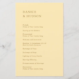 Programme minimaliste de mariage moderne jaune beu