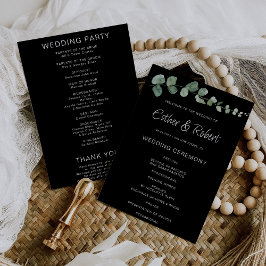 Programme minimaliste de mariage noir Eucalyptus