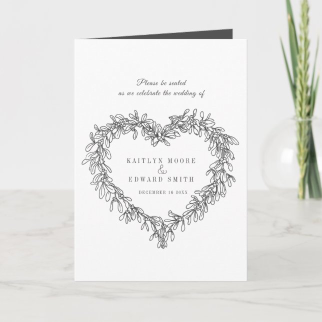 Programme Mistletoe coeur couronne blanc gris foncé mariage (Devant)