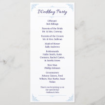 Modern Blue Wedding Program French Country