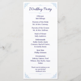 Programme Modern Blue Wedding Program French Country