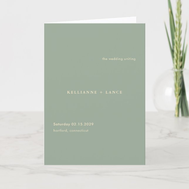 Programme Modern Sage Green Simple Wedding (Devant)