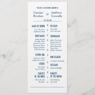 Programme moderne de cérémonie de mariage de bleu