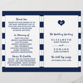 Programme moderne de mariage blanc et bleu marine 